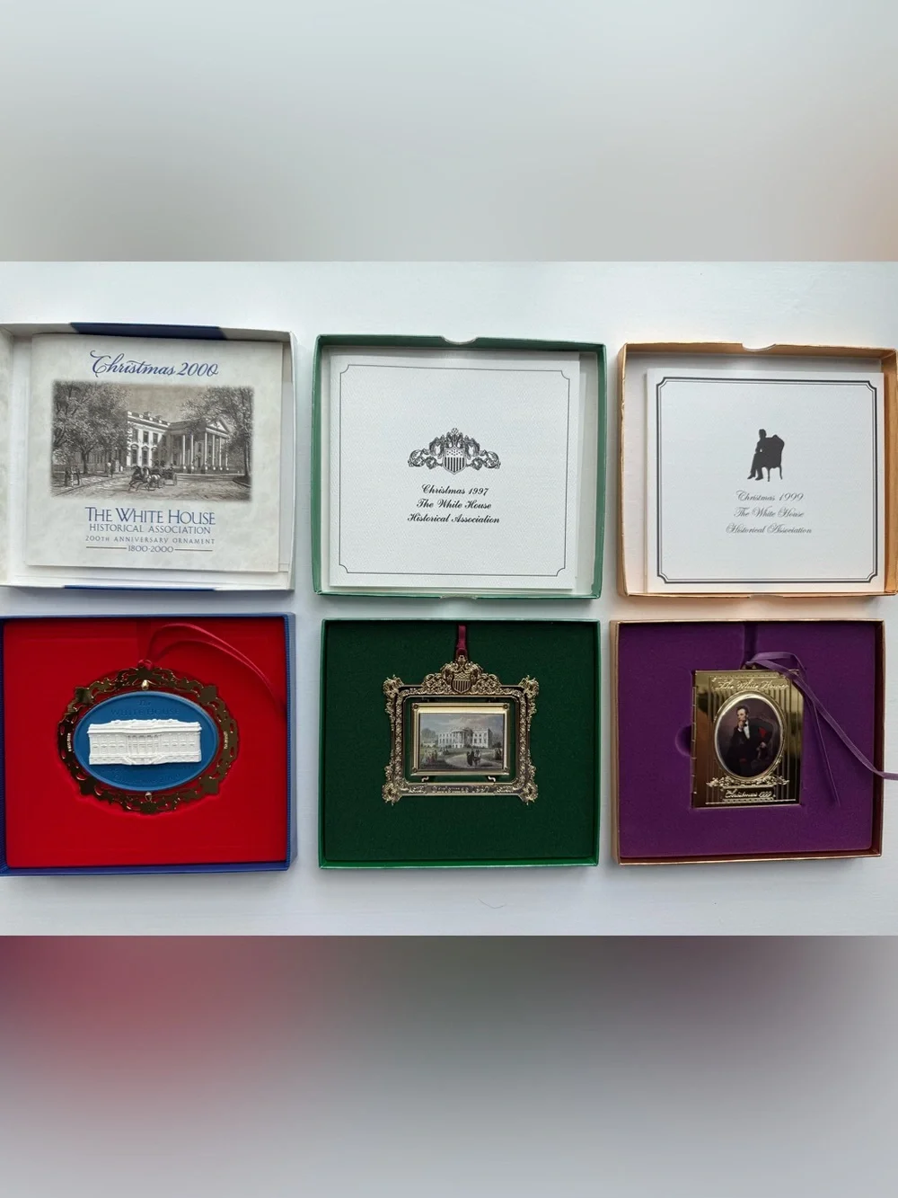 Set of White House Historical Association Christmas Ornament 1997, 1999 and 2000